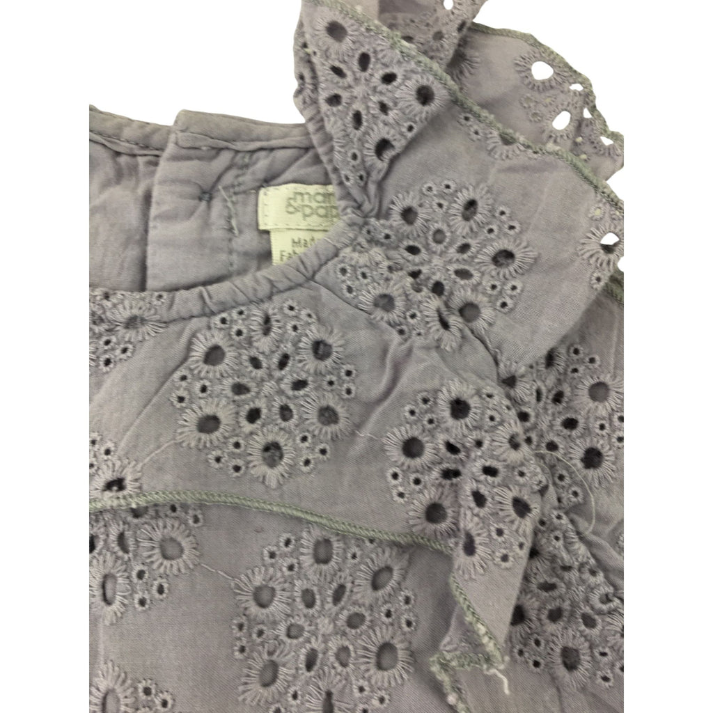 0-3M Cornflower Cotton Eyelet Romper - Mamas & Papas