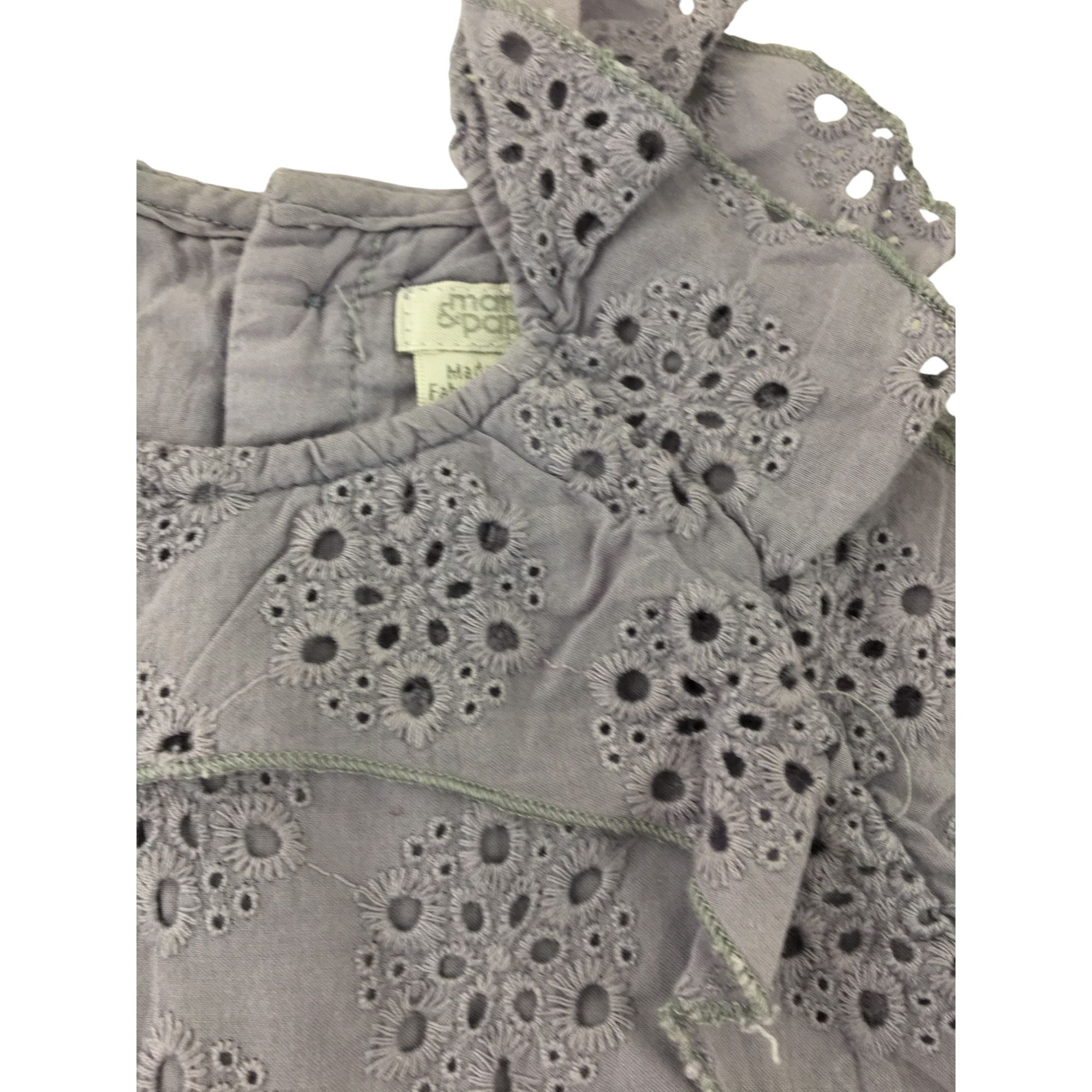 0-3M Cornflower Cotton Eyelet Romper - Mamas & Papas