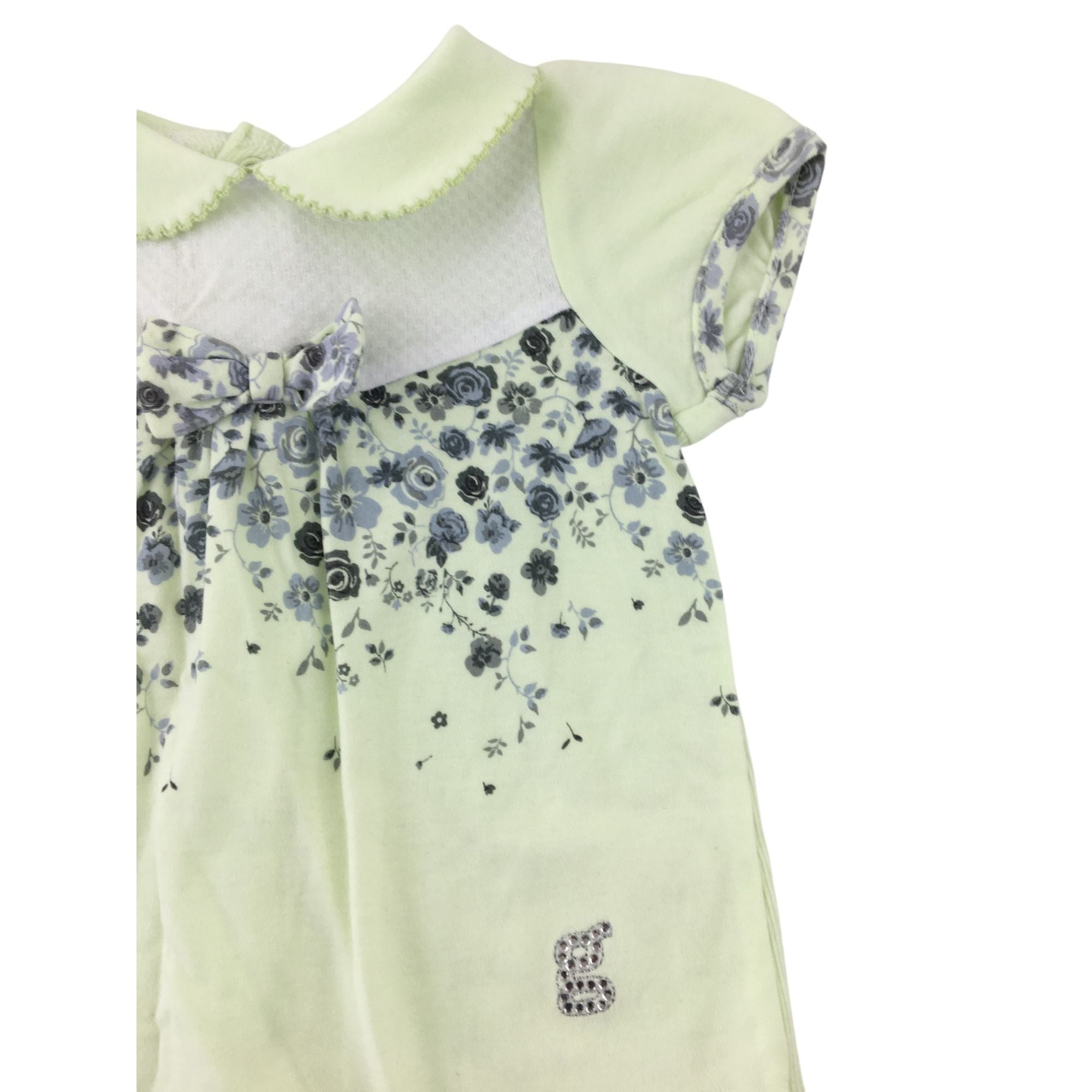 0-3M Mint Green Floral Romper - Giggles