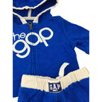 0-3M Cobalt Blue & Cream Logo Zip Hoodie & Track Pants - Gap