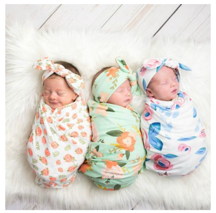 NEW! Baby Modern Floral Swaddle Blanket Set and Headband