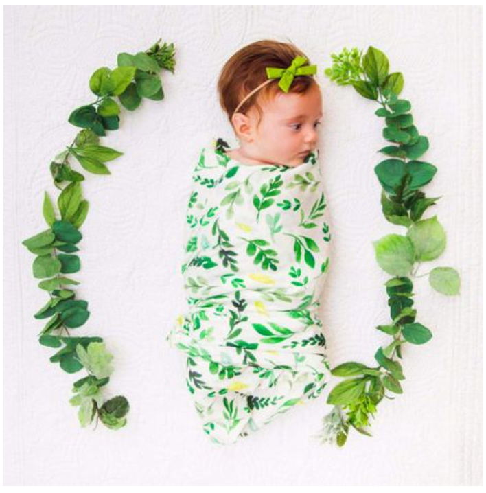 NEW! Baby Leaf Swaddle Blanket Set with Headband