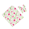 NEW! Baby Pink and Green Floral Swaddle Blanket with Headband