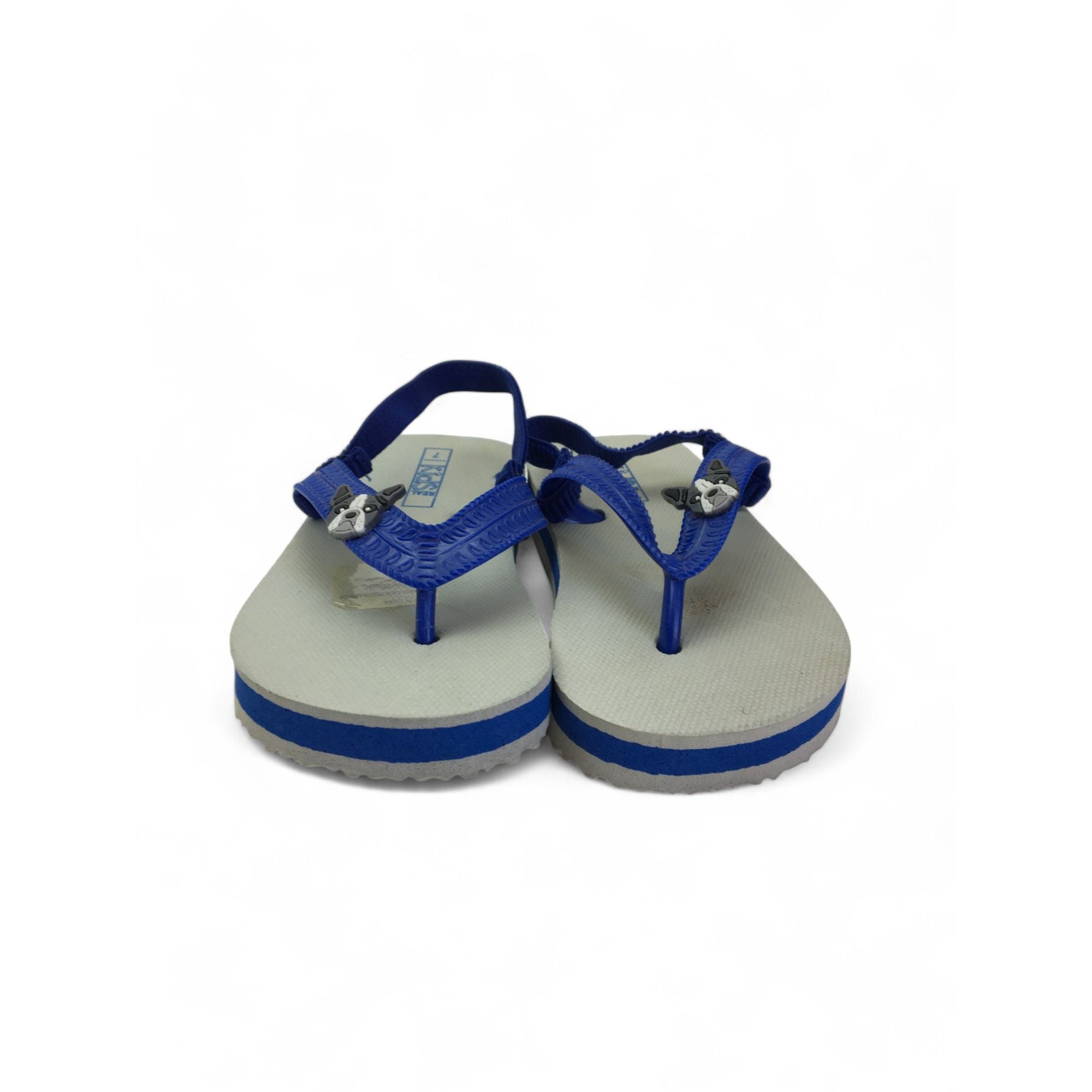 Size 7 - Grey & Blue Puppy Flip Flops - Real