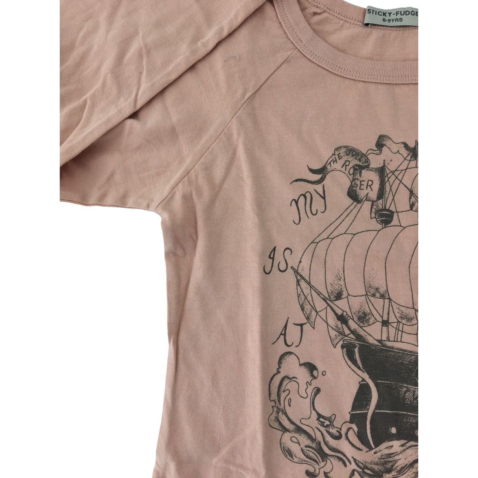8-9Y Dusty Pink "My Heart Is Out At Sea" T Shirt - Sticky Fudge