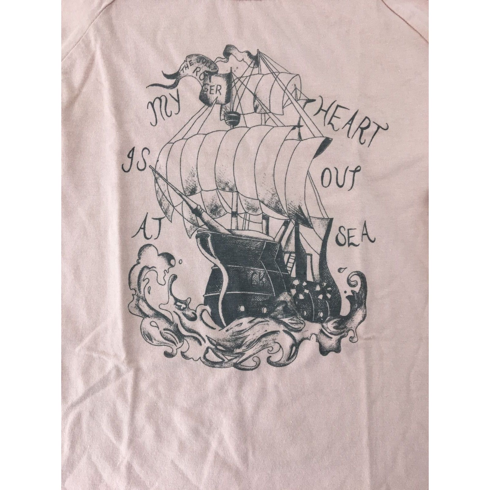 8-9Y Dusty Pink "My Heart Is Out At Sea" T Shirt - Sticky Fudge