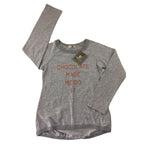 6-7Y Grey Melange Rose Gold Glitter Skyla Long Sleeve - Sticky Fudge
