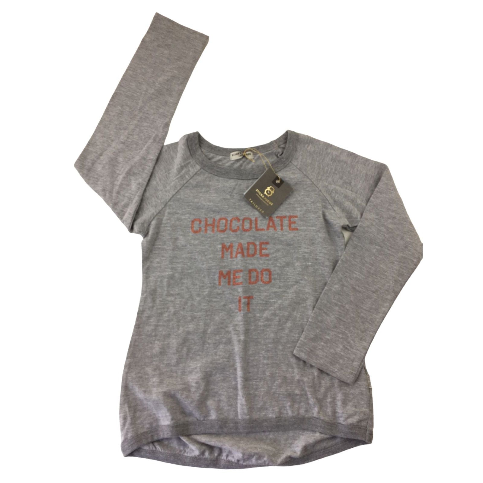 4-5Y Grey Melange Rose Gold Glitter Skyla Long Sleeve - Sticky Fudge