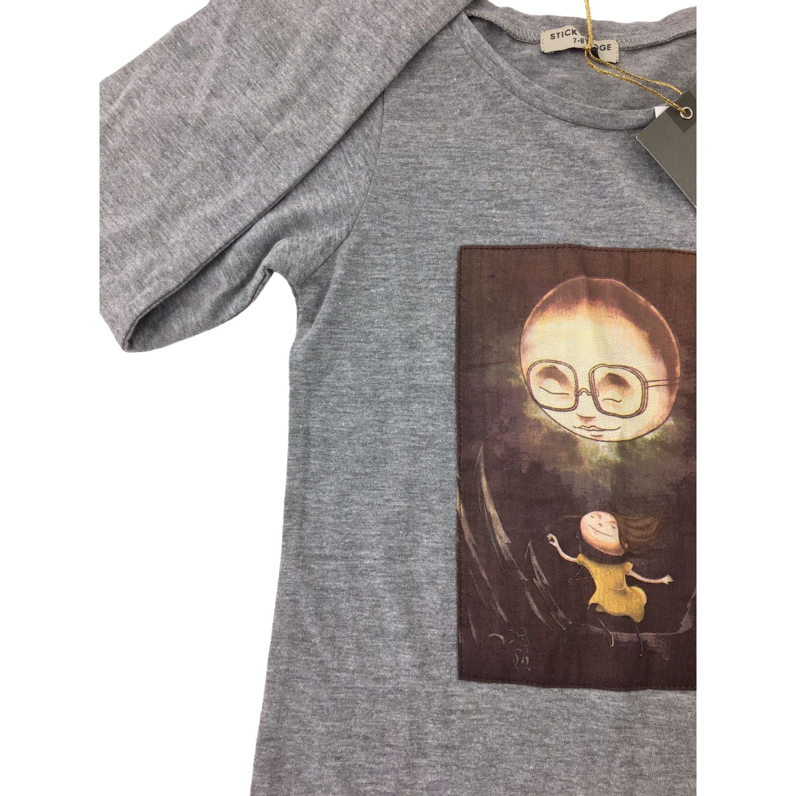 7-8Y Grey Melange Moon Sara Long Sleeve T Shirt - Sticky Fudge