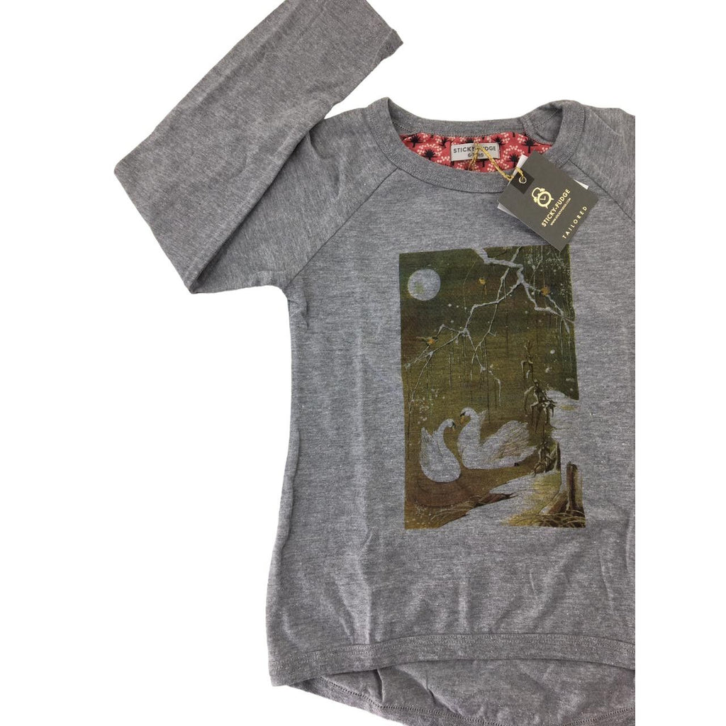 6-7Y Grey Melange Charlee Swan Long Sleeve T Shirt - Sticky Fudge