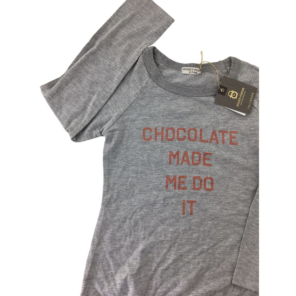 6-7Y Grey Melange Rose Gold Glitter Skyla Long Sleeve - Sticky Fudge