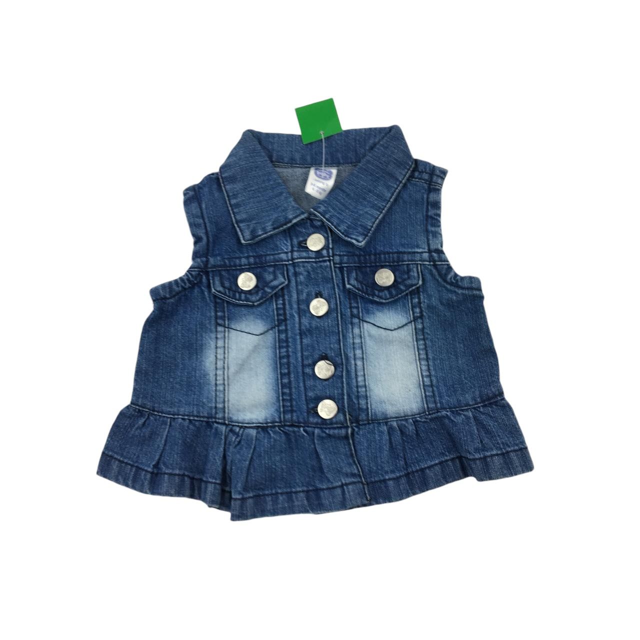 3-6M Blue Acid Wash Denim Peplum Waistcoat - Ackermans