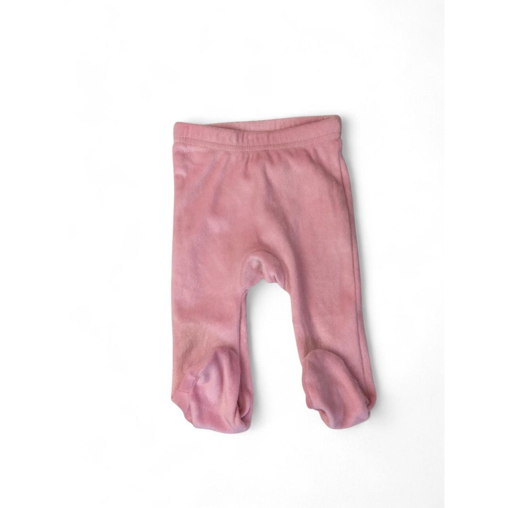 NB Pink Velour Footed Leggings - Cuddlesome