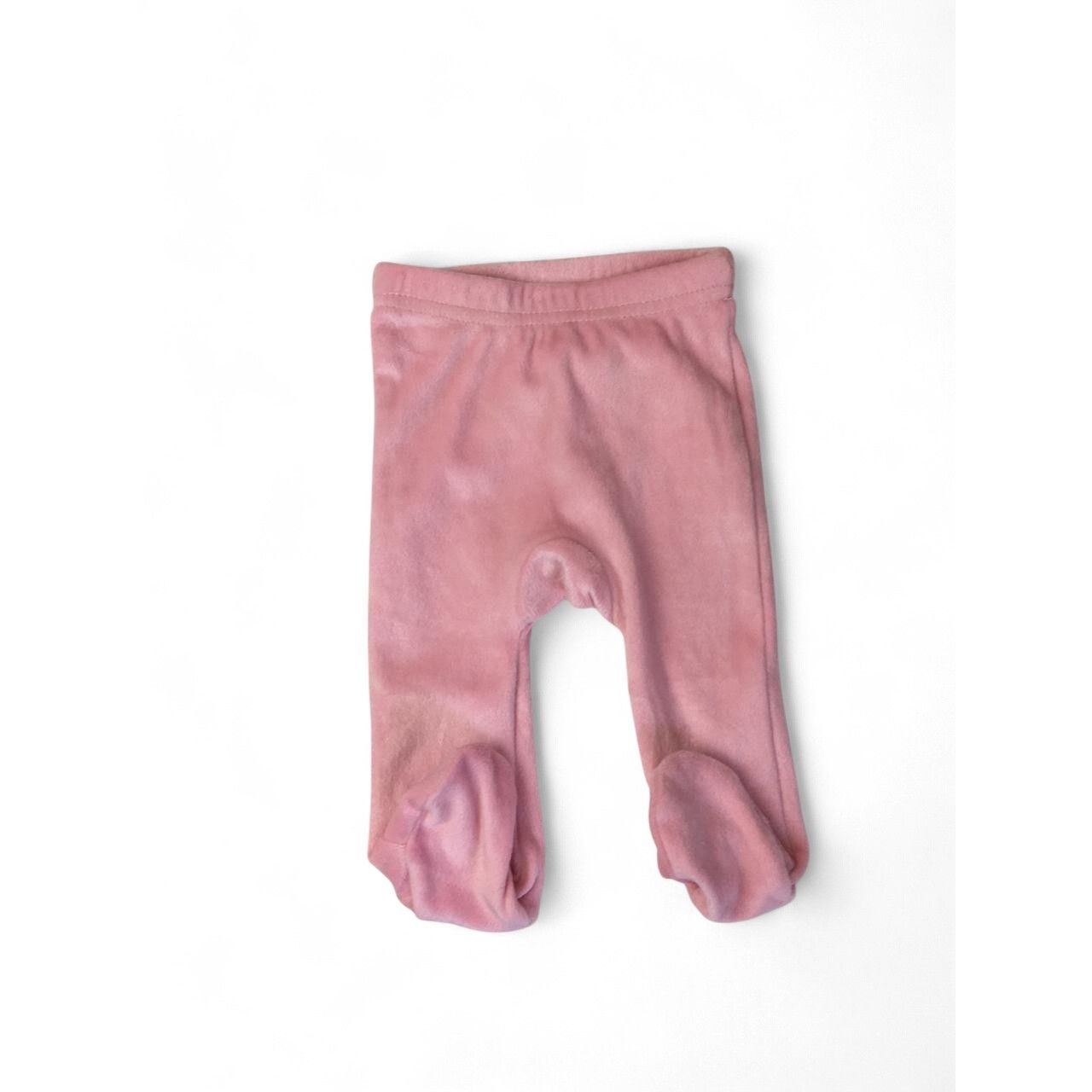 NB Pink Velour Footed Leggings - Cuddlesome