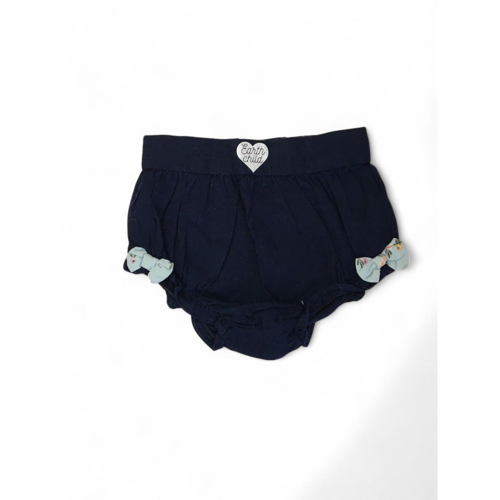 12-18M Navy Blue Bow Trim Bloomer - Earthchild