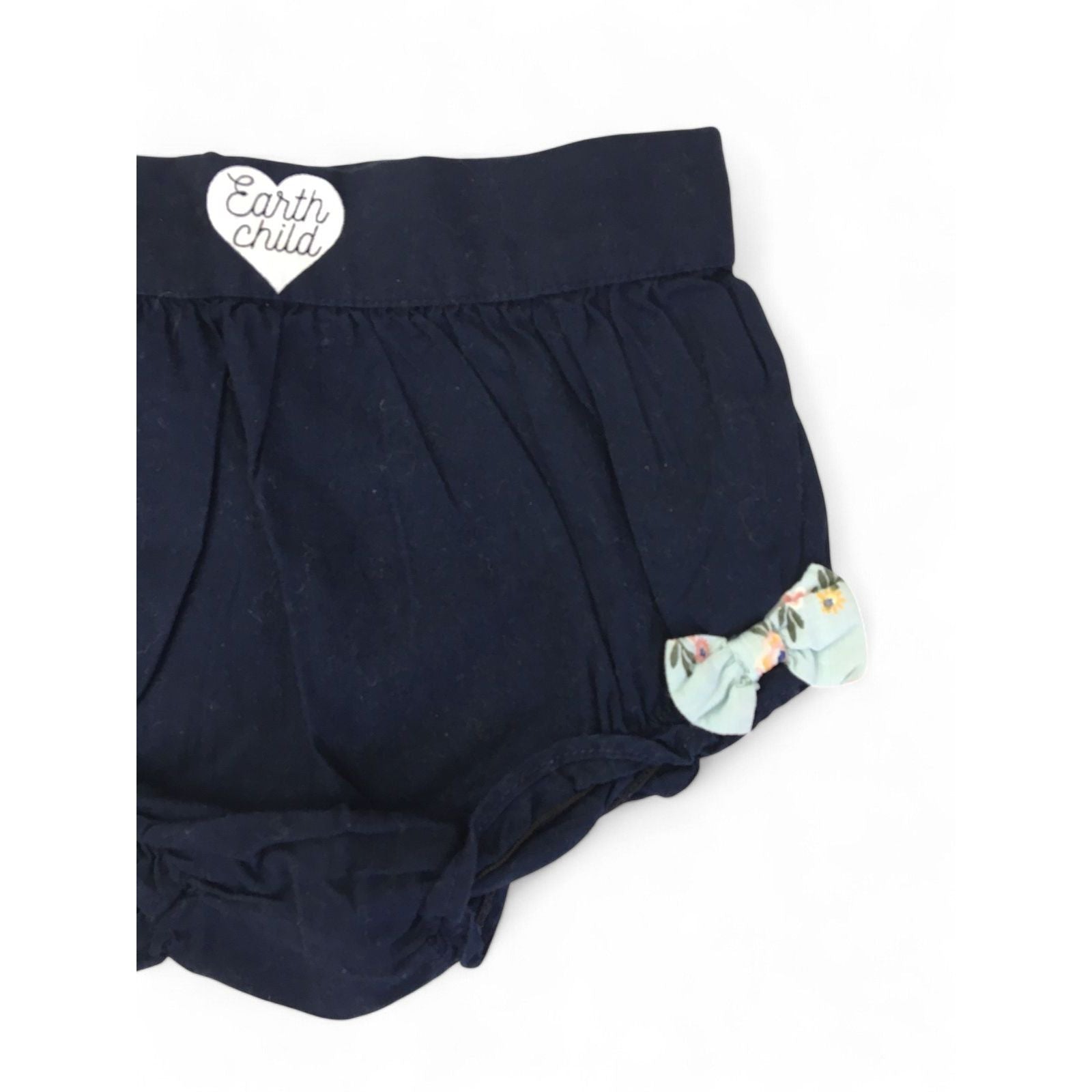 12-18M Navy Blue Bow Trim Bloomer - Earthchild