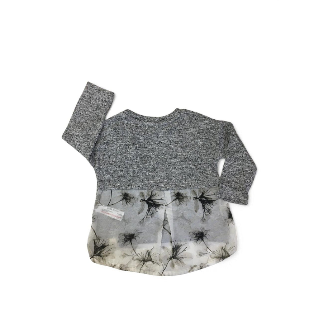 3-6M Grey Viscose Knit Chiffon Back Sweater - River Island Mini