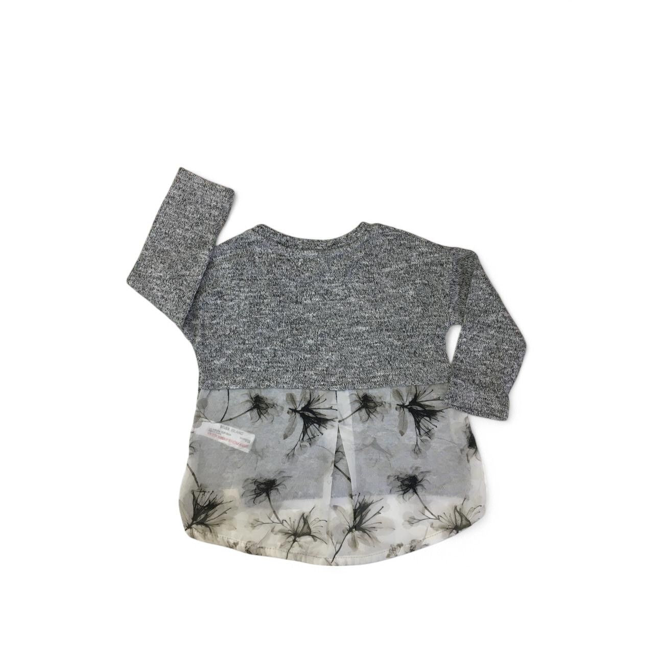 3-6M Grey Viscose Knit Chiffon Back Sweater - River Island Mini