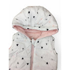 1-3M Light Pink & White Heart Reversible Hooded Bodywarmer - Woolworths