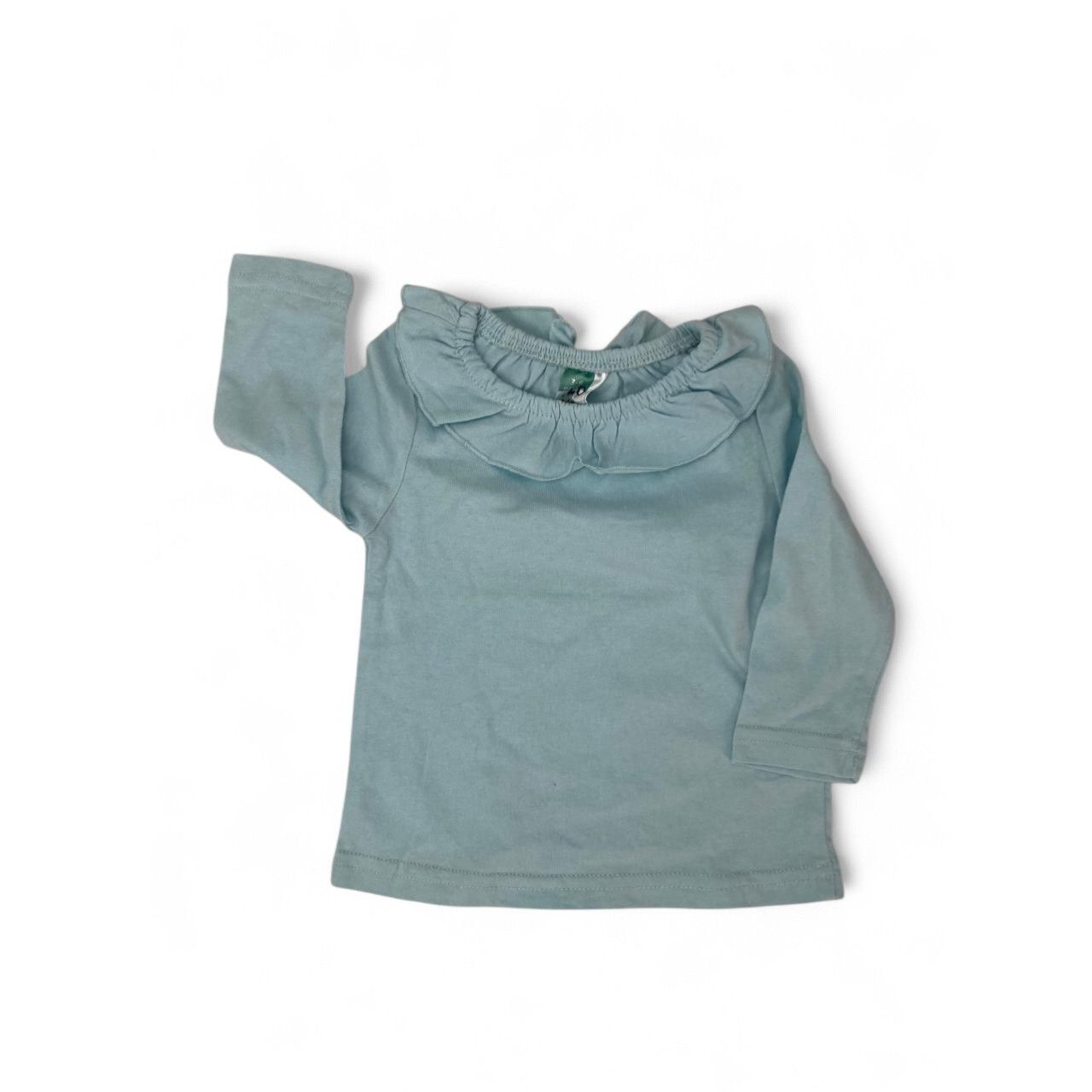 3-6M Mint Green Frill Neck Long Sleeve Top - Ackermans