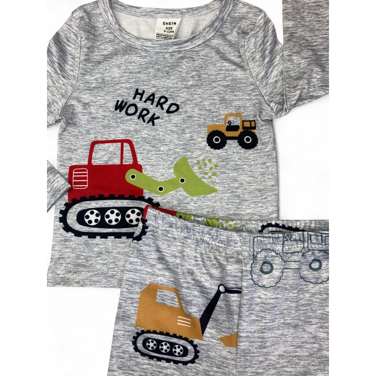 9-12M Grey Construction Long Sleep Set - Shein
