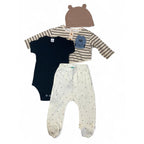 0-6M Cream Stripe Bunny Top, Beanie, Leggings & Bodysuit - Cozy Cub, Ackermans