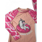 8Y Peach & Pink Unicorn Long Sleeve Rash Vest - Woolworths