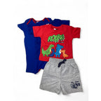 6-12M Romper, Bodysuit, T Shirt & Shorts Summer Set - Jet, Real