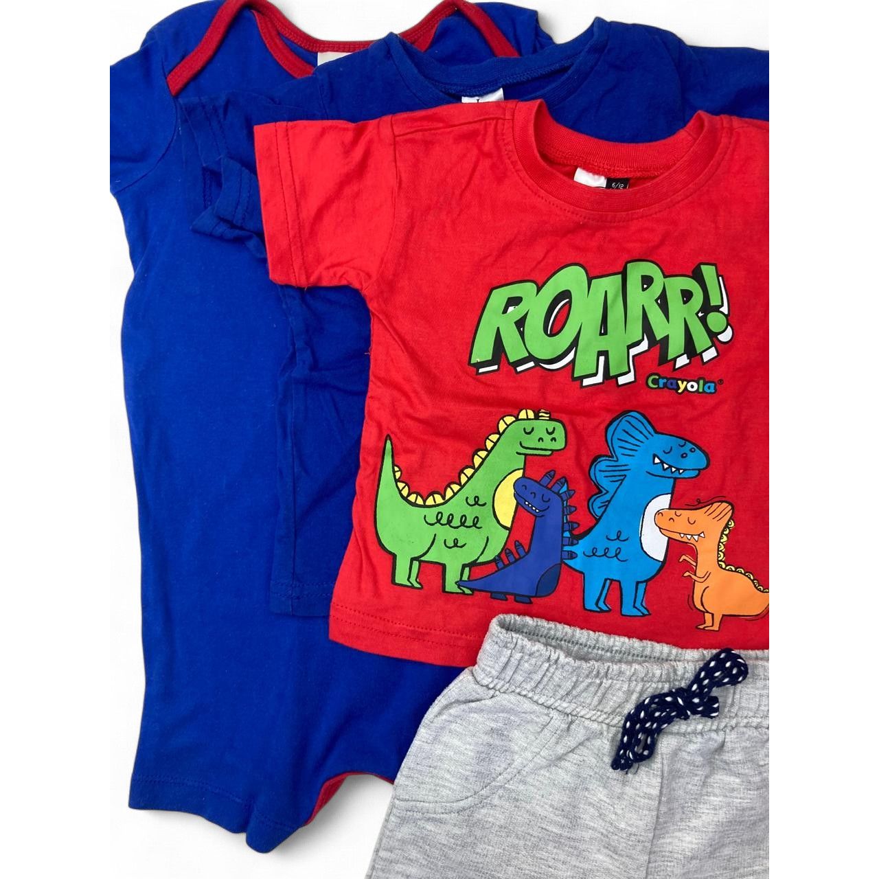6-12M Romper, Bodysuit, T Shirt & Shorts Summer Set - Jet, Real
