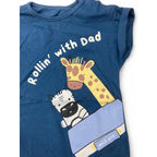 6-12M Blue "Rollin With Dad" Batwing Romper - Woolworths