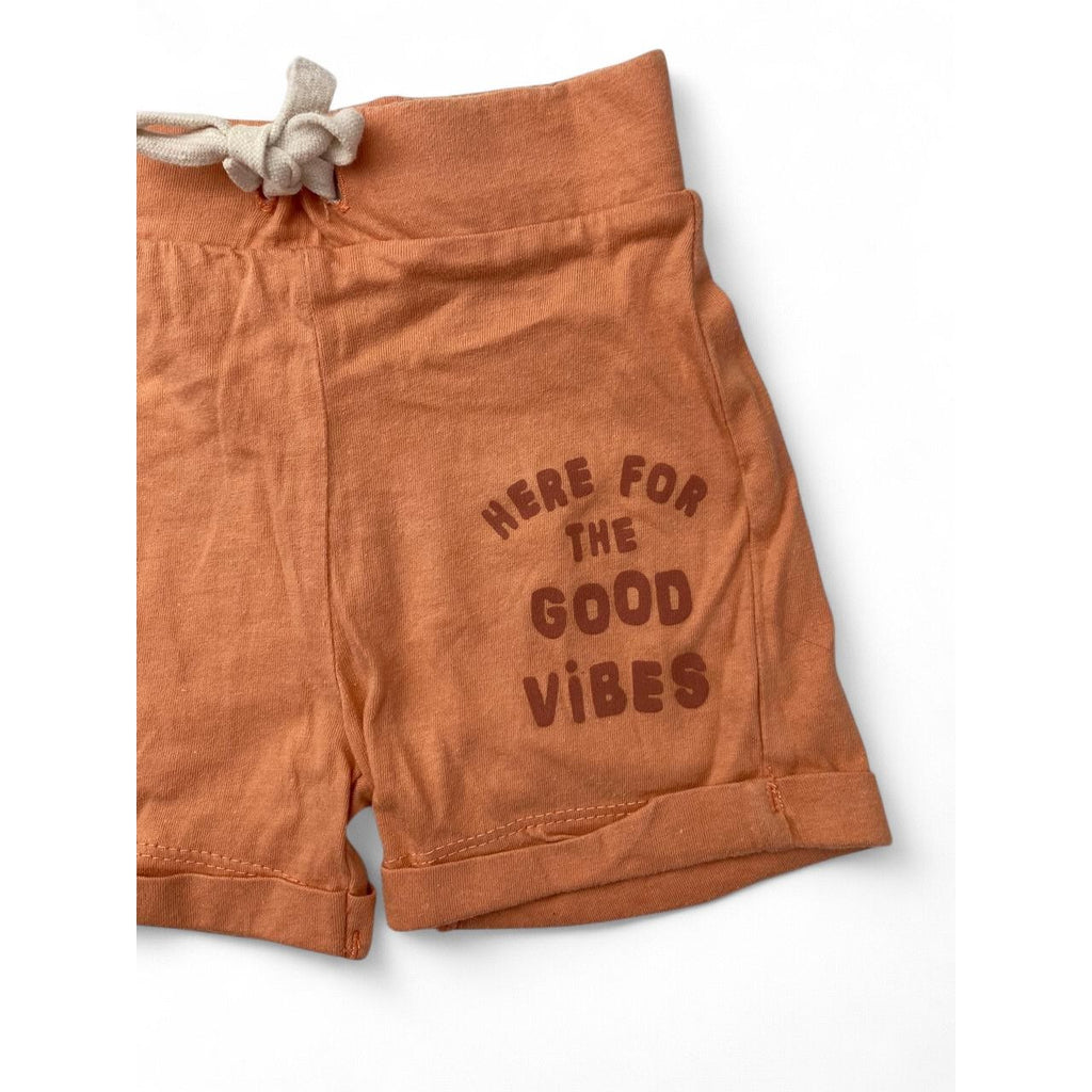 3-6M Peach "Here For The Good Vibes" Shorts - Woolworths