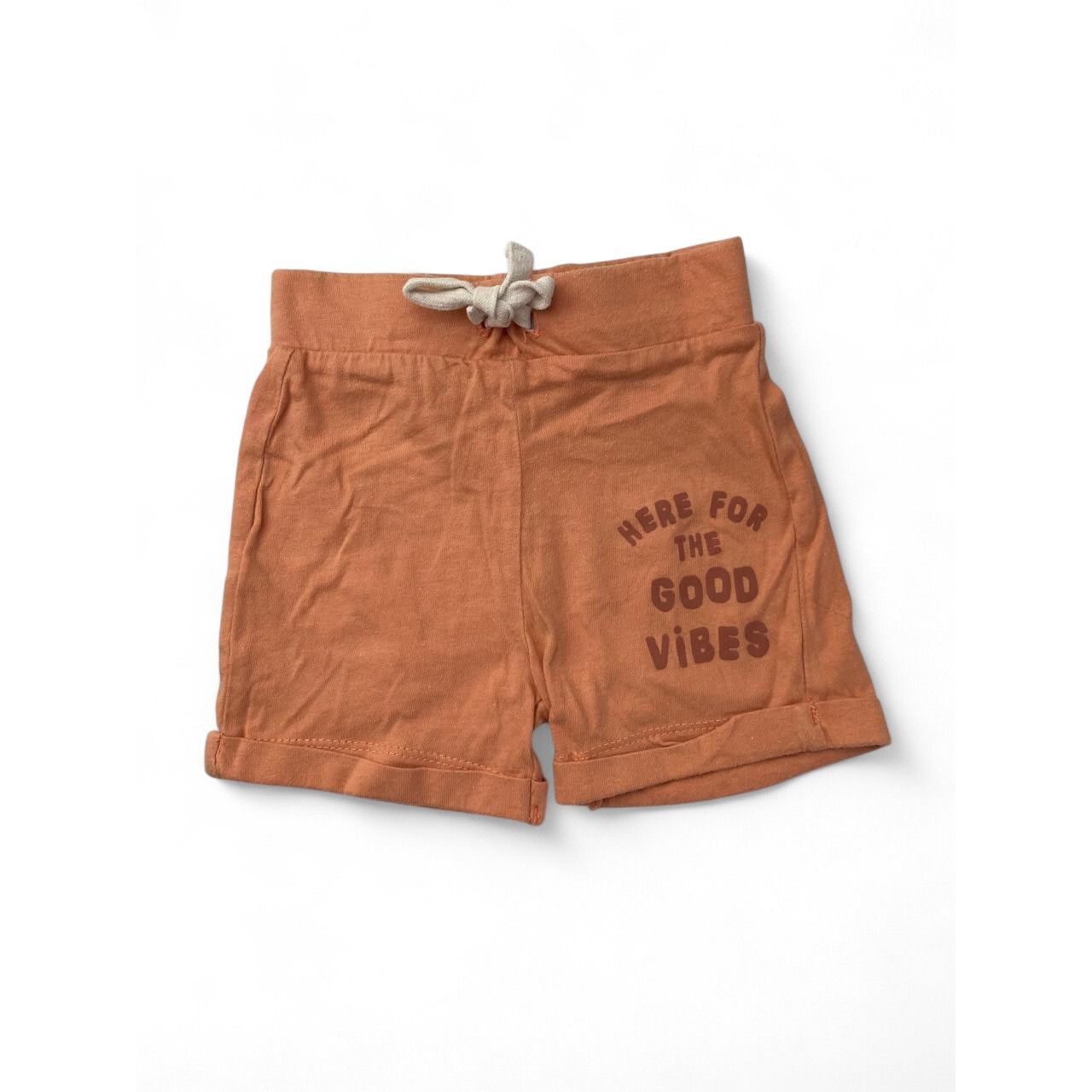 3-6M Peach "Here For The Good Vibes" Shorts - Woolworths