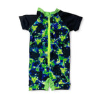 3-6M Neon Green-Blue & Black Swimsuit