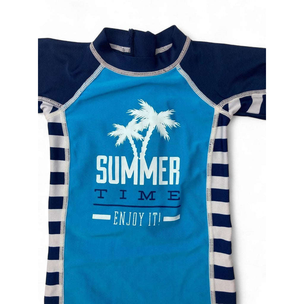 3-6M Blue Palm Tree Swimsuit - Woolworths