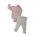 3-6M Light Pink Bunny Bodysuit & Cream Ribbed Leggings - Woolworths