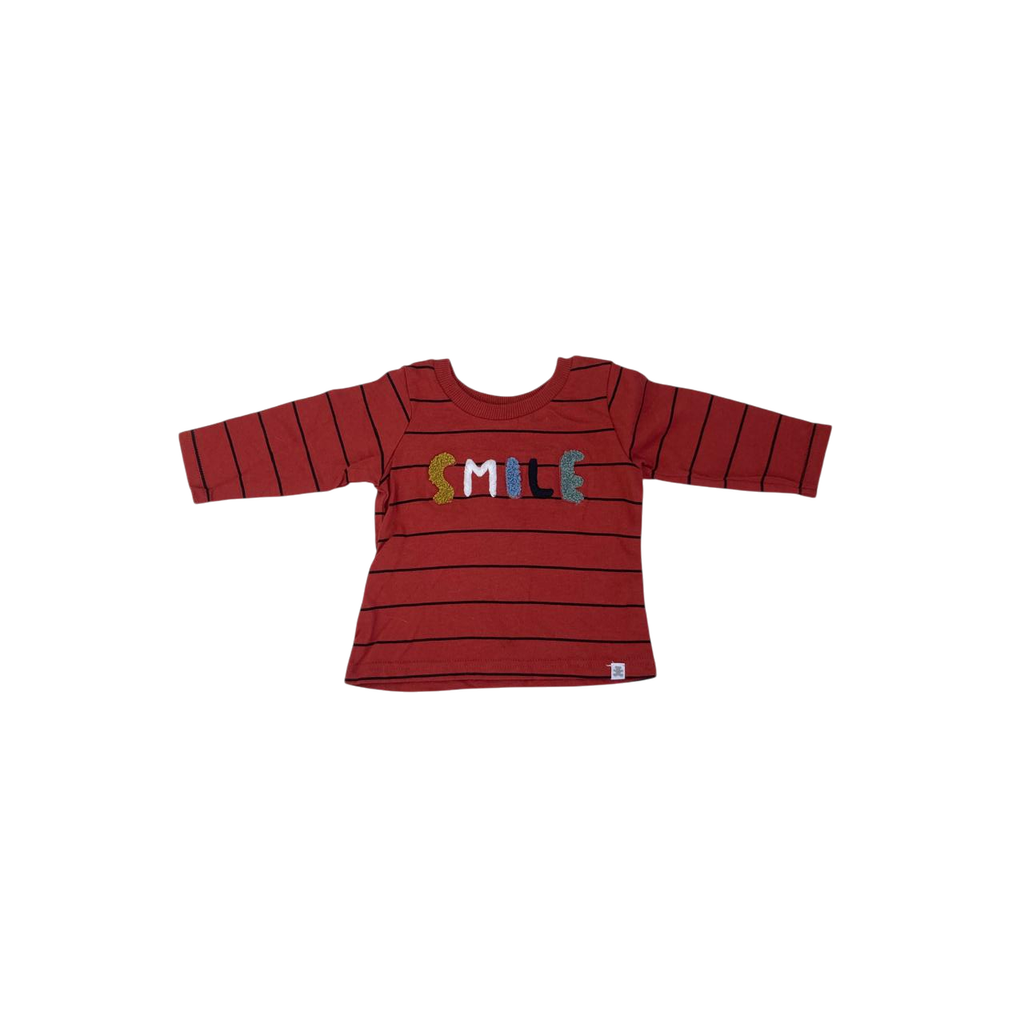 1-3M Orange Stripe Tufted Long Sleeve T Shirt - Woolworths