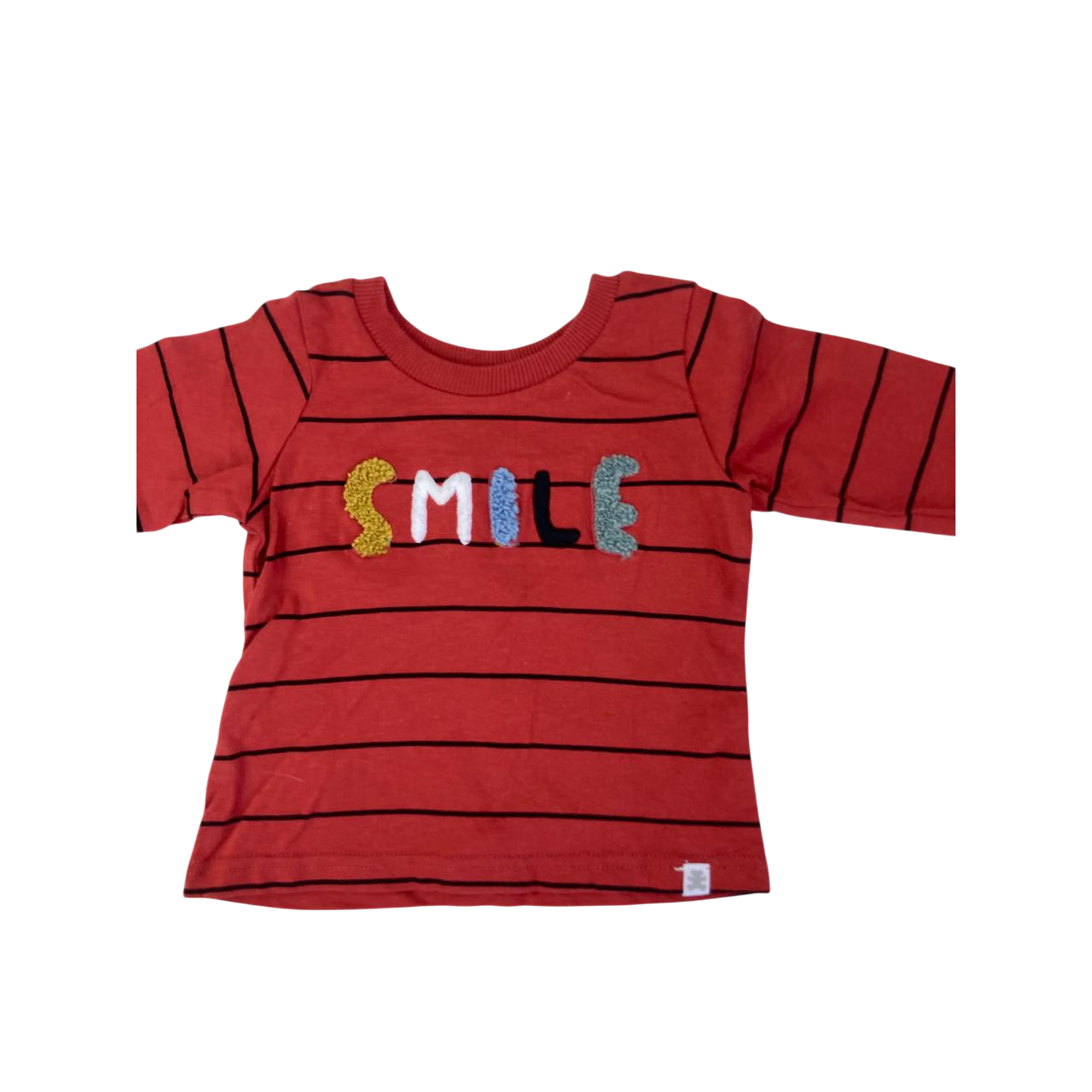 1-3M Orange Stripe Tufted Long Sleeve T Shirt - Woolworths
