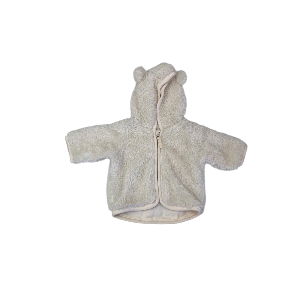 UK 0-1M Cream Teddy Fleece Zip Hoodie - H&M