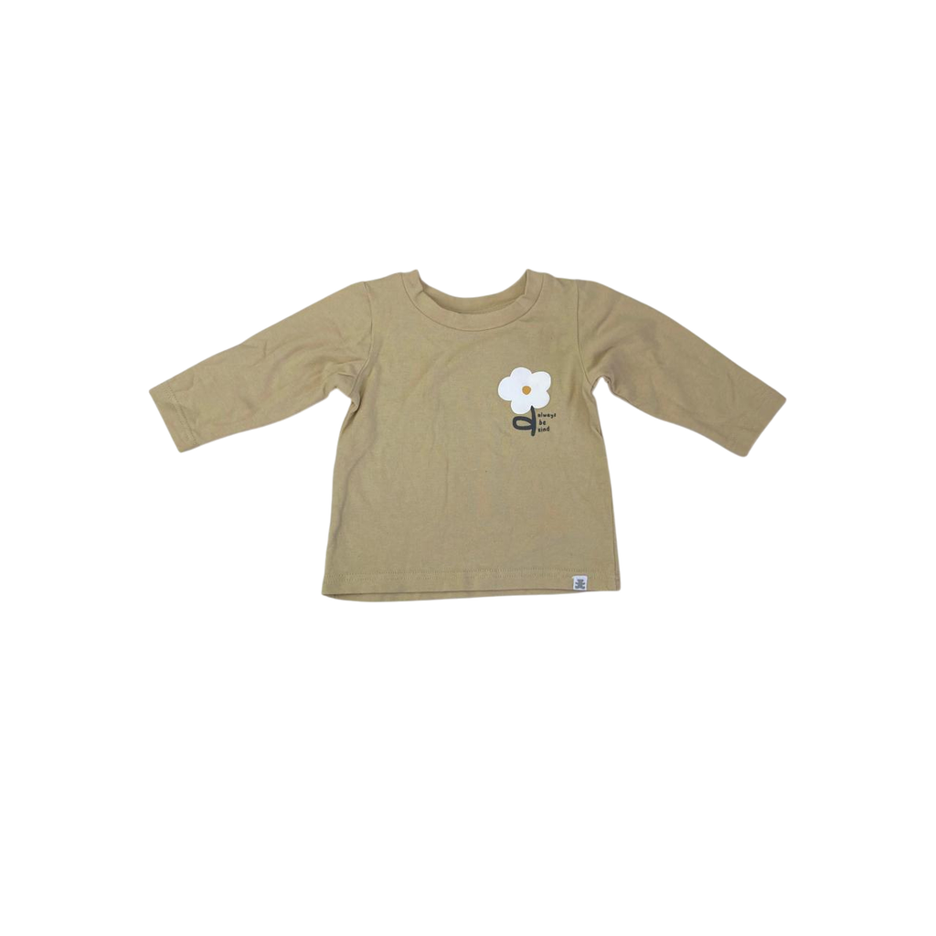 1-3M Beige Daisy Detail Long Sleeve T Shirt - Woolworths
