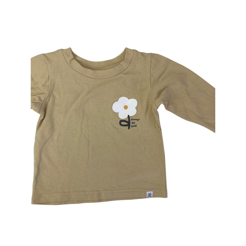 1-3M Beige Daisy Detail Long Sleeve T Shirt - Woolworths