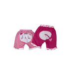 0-6M Pink Stripe & Cat Shorts - Moda Bimbi