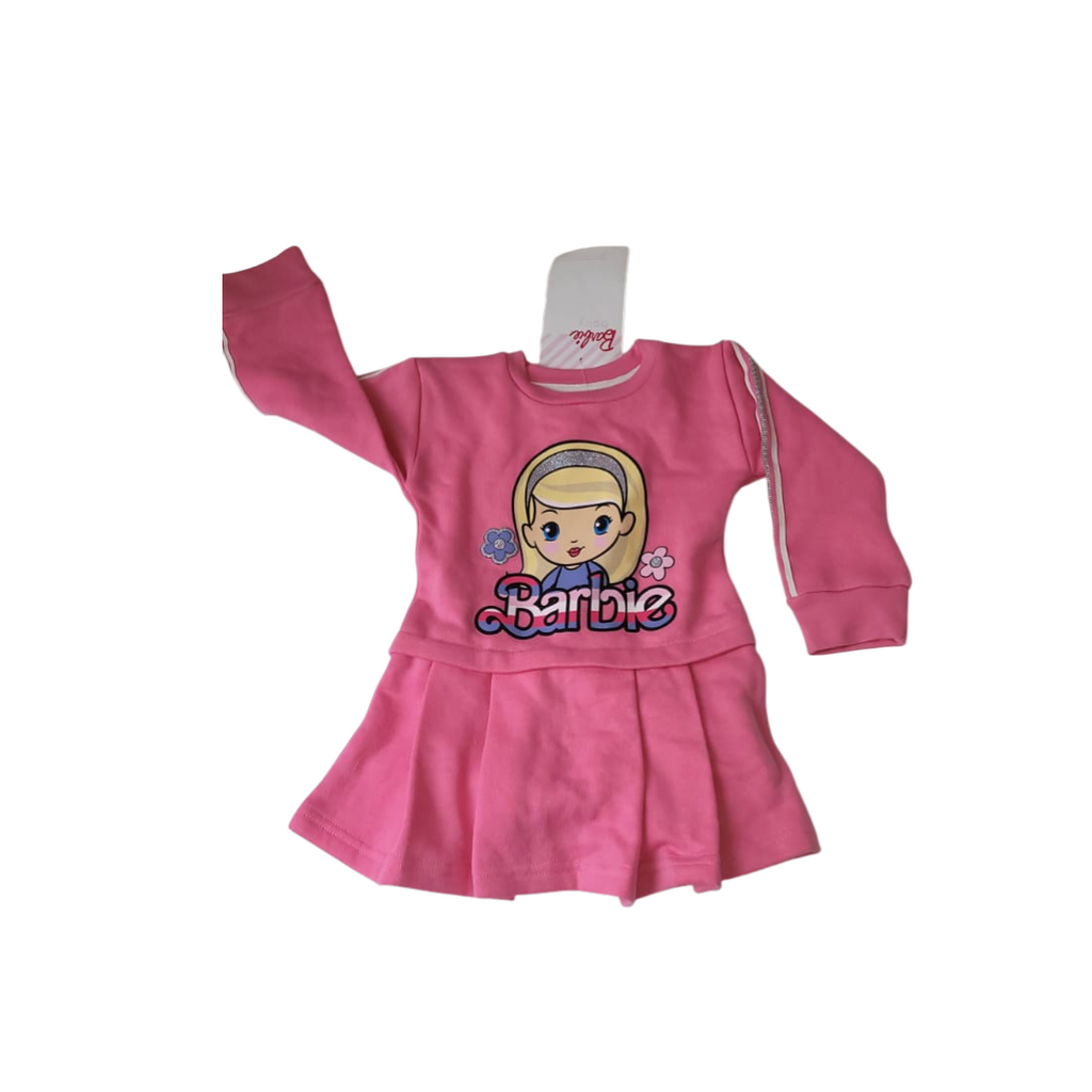 9-12M Pink Tennis Barbie Sweathshirt Dress - OneTwoThree
