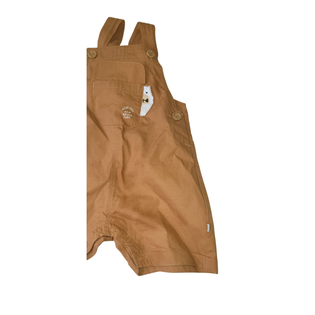 3-6M Tan Bear Cotton Overalls - Woolworths