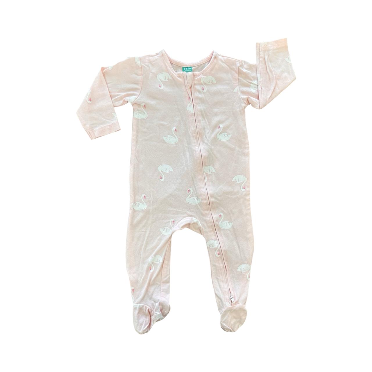 3-6M Pink Swan Zip Babygrow - Ackermans