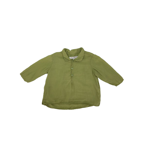 6M Green Half Button Shirt - Caramel Baby & Child London