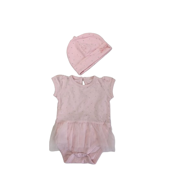 1-3M Light Pink Dotted Tulle Bodysuit & Beanie - Woolworths
