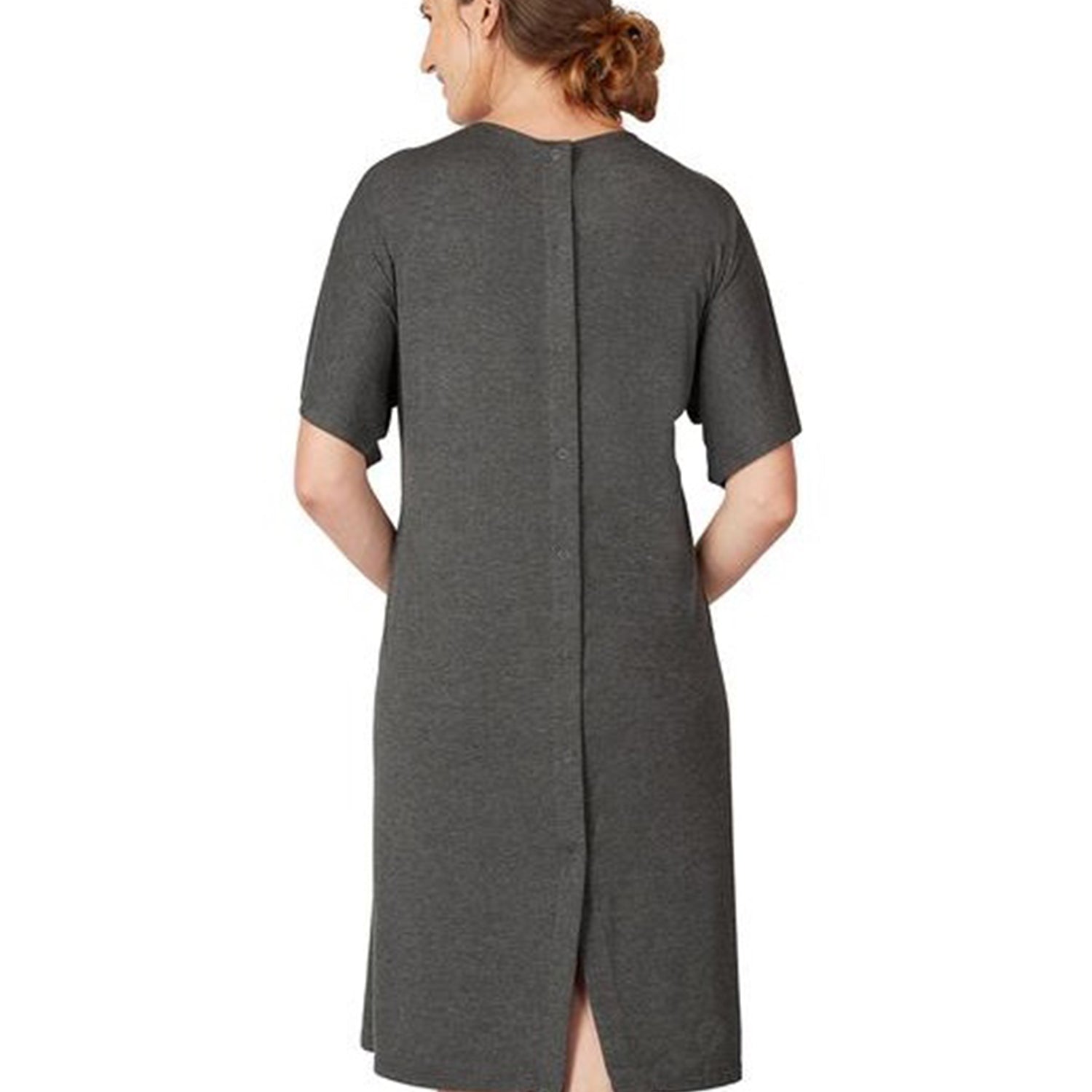 One Size - Dark Grey Viscose Maternity & Nursing Labour Gown - Frida