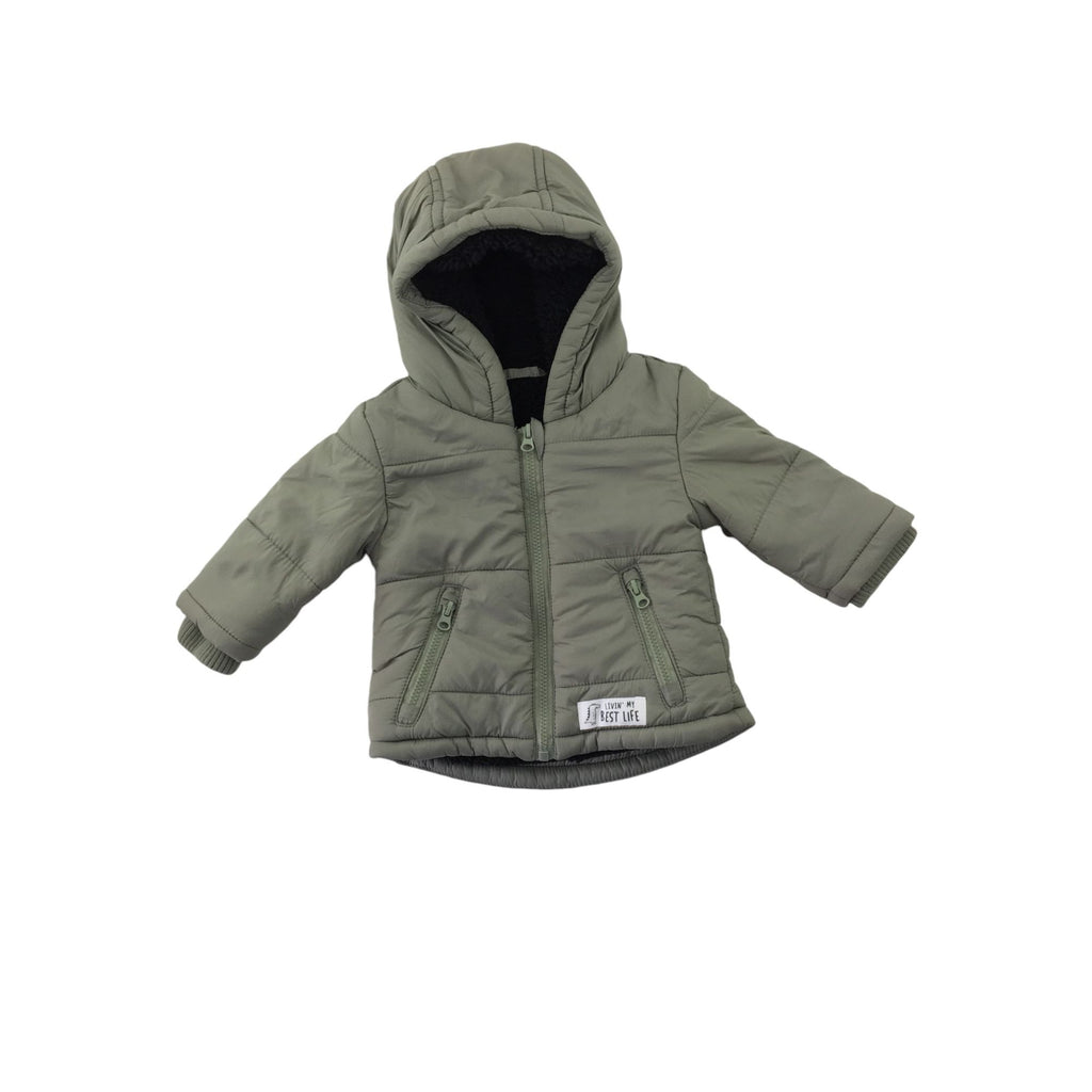 1-3M Khaki Green Fleece Lined Puffer Jacket - Woolworths