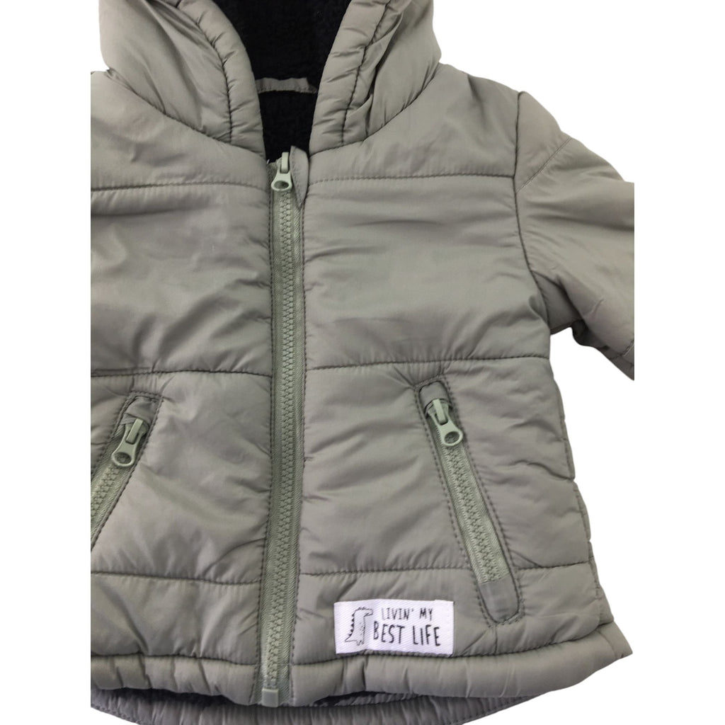 1-3M Khaki Green Fleece Lined Puffer Jacket - Woolworths