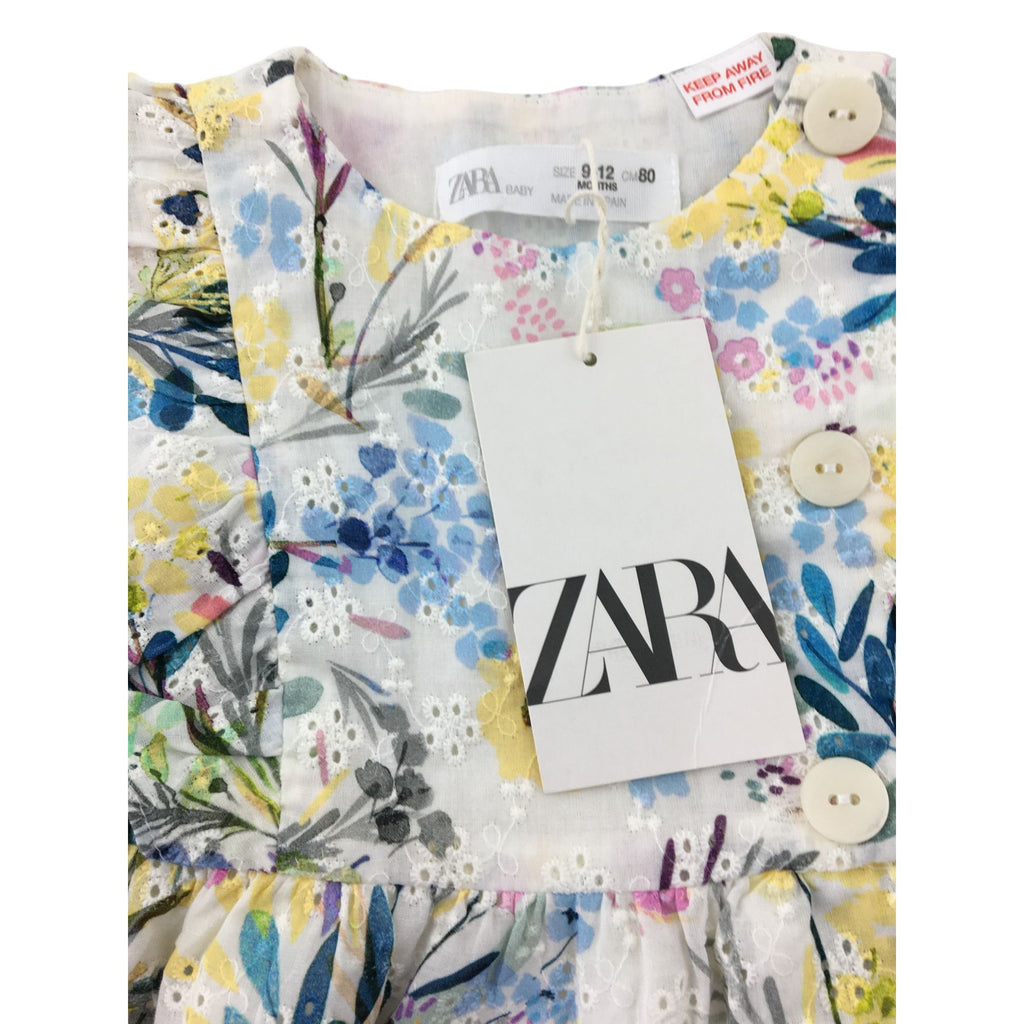 9-12M Cream Watercolour Eyelet Dress - Zara